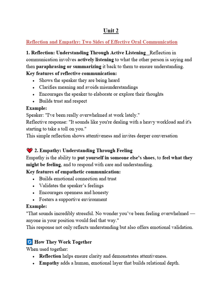 Mastering Reflection and Empathy in Communication | PDF | Nonverbal ...