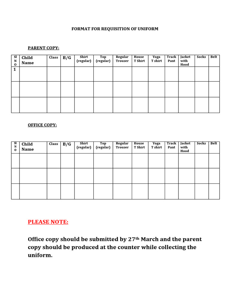 Uniform Requistion 01 | PDF