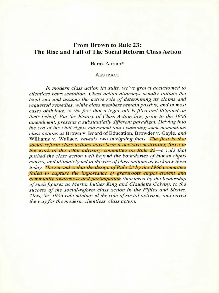 From Brown To Rule 23 - The Rise and Fall of The Social Reform Class ...