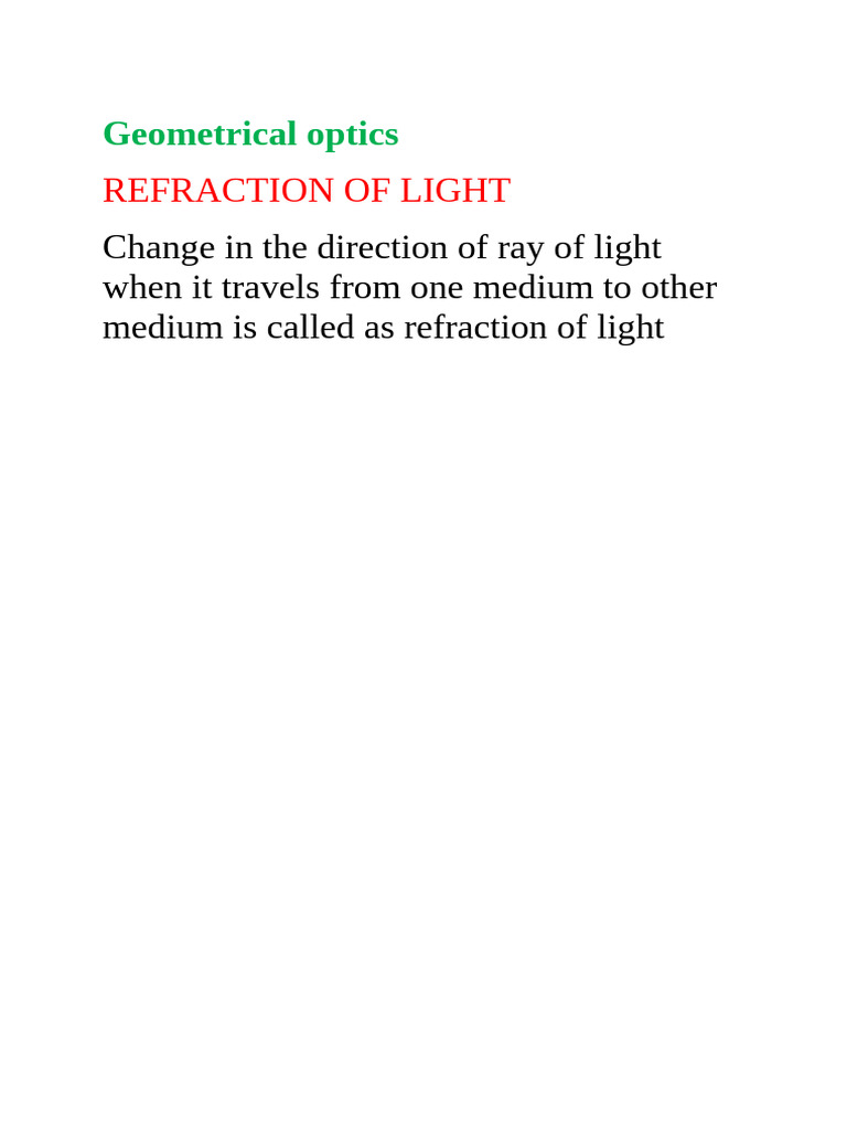 Refraction of Light | PDF