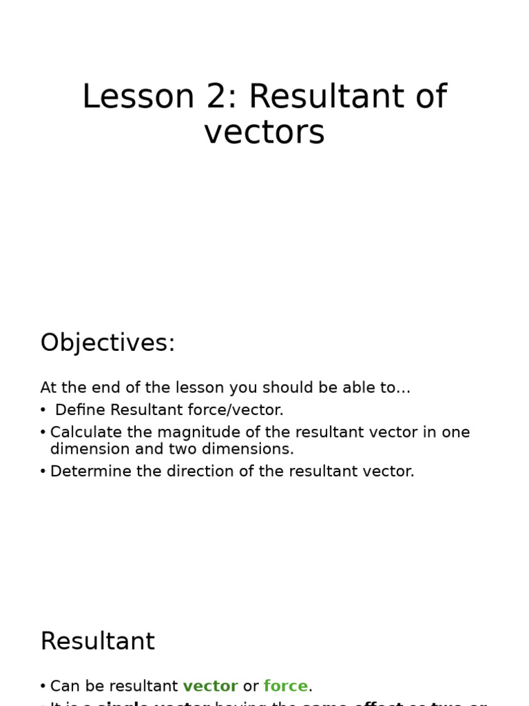 Understanding Resultant Vectors in 2D | PDF