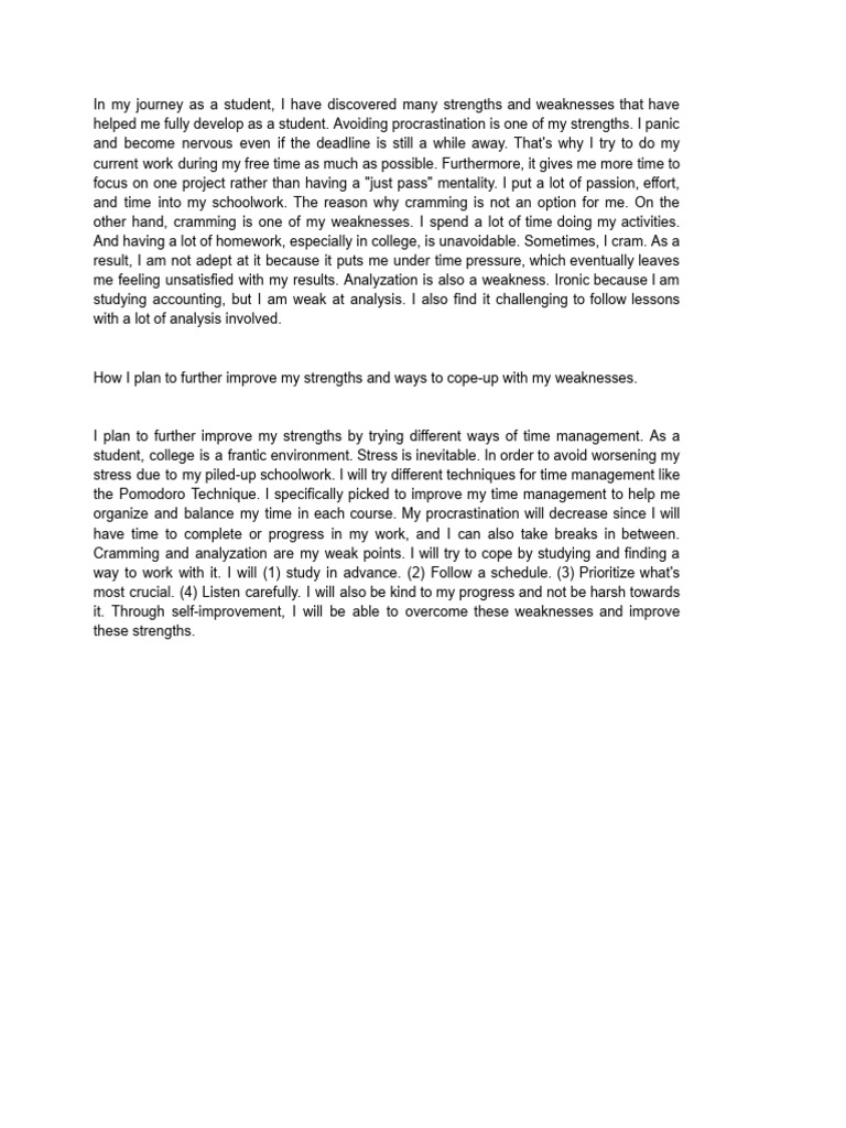 Student Strengths and Weaknesses Analysis | PDF