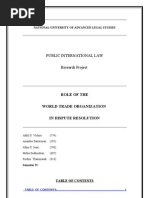Public International Law- Project WTO and Dispute Settlement