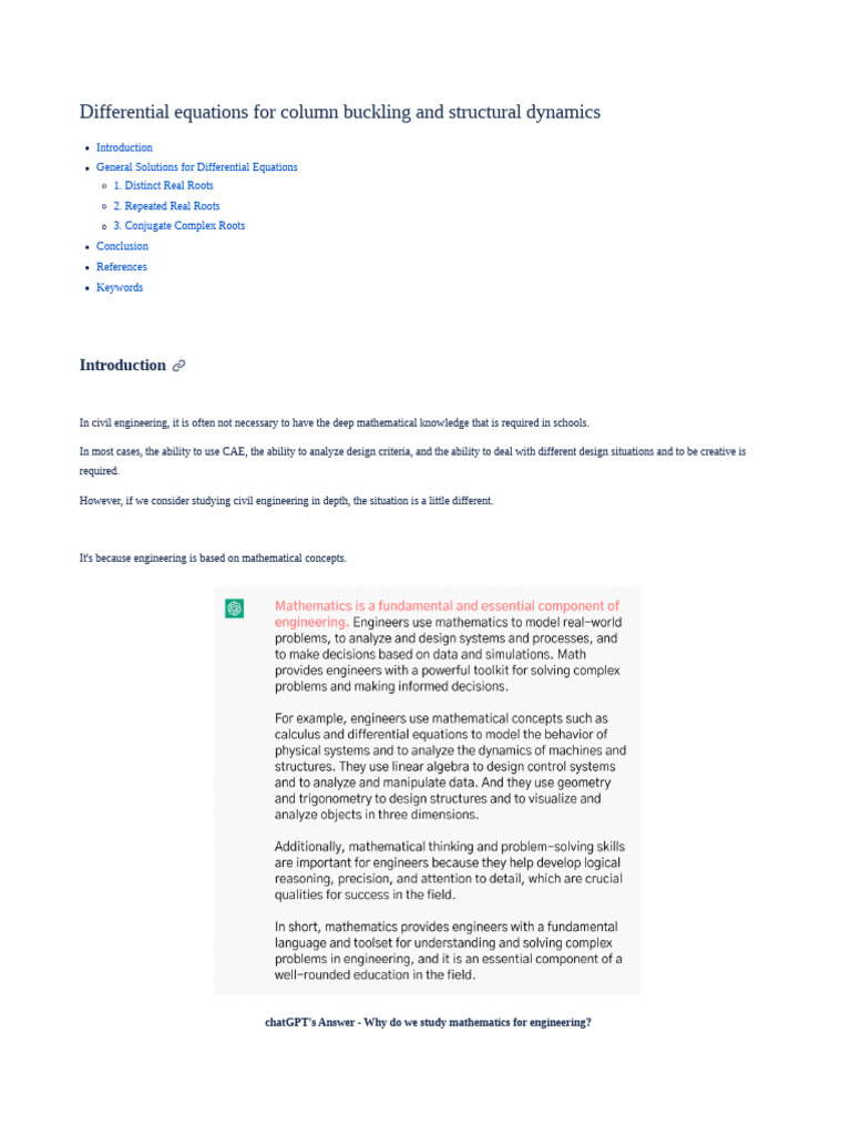 Differential Equations in Structural Dynamics | PDF | Equations ...