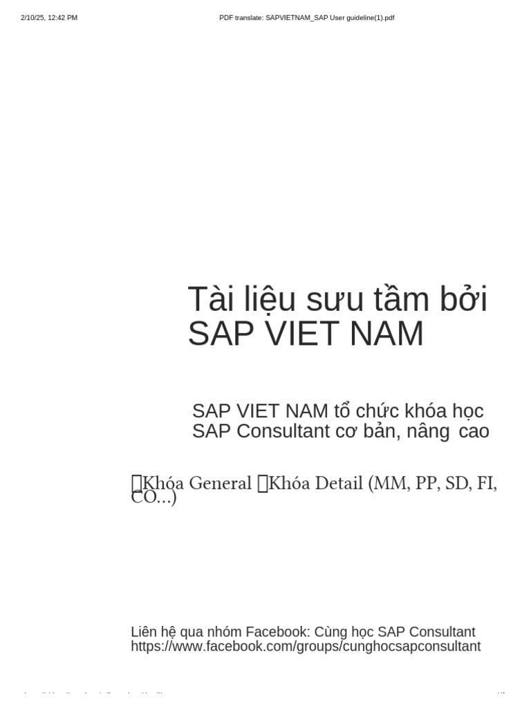 PDF Translate - SAPVIETNAM - SAP User Guideline | PDF