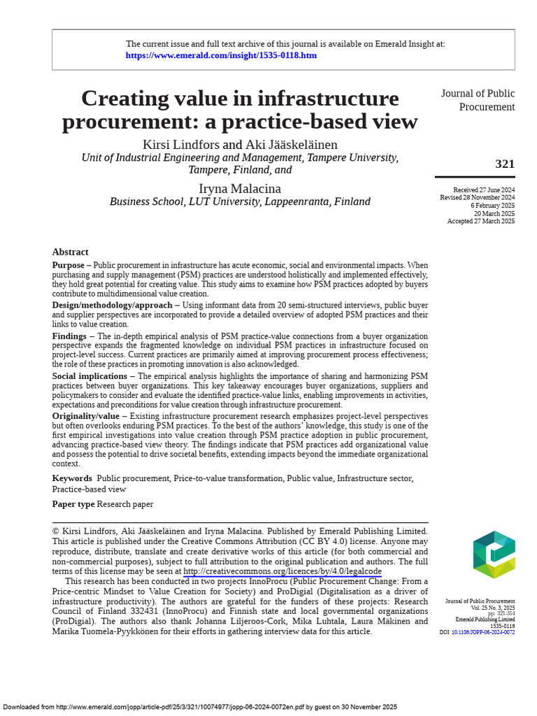 Value Creation in Infrastructure Procurement | PDF | Procurement ...