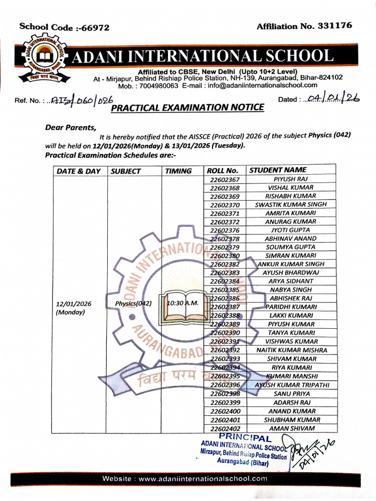 Physics Practical Date Sheet | PDF