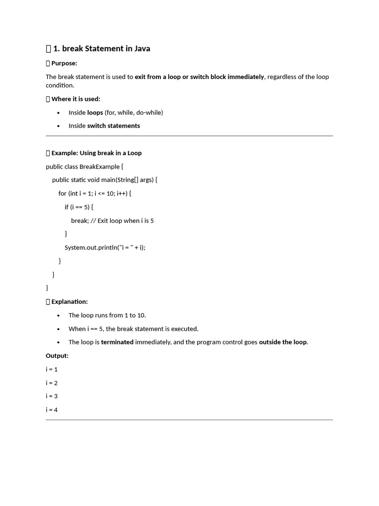 ?break Continue and Default | PDF | Control Flow | Object Oriented ...