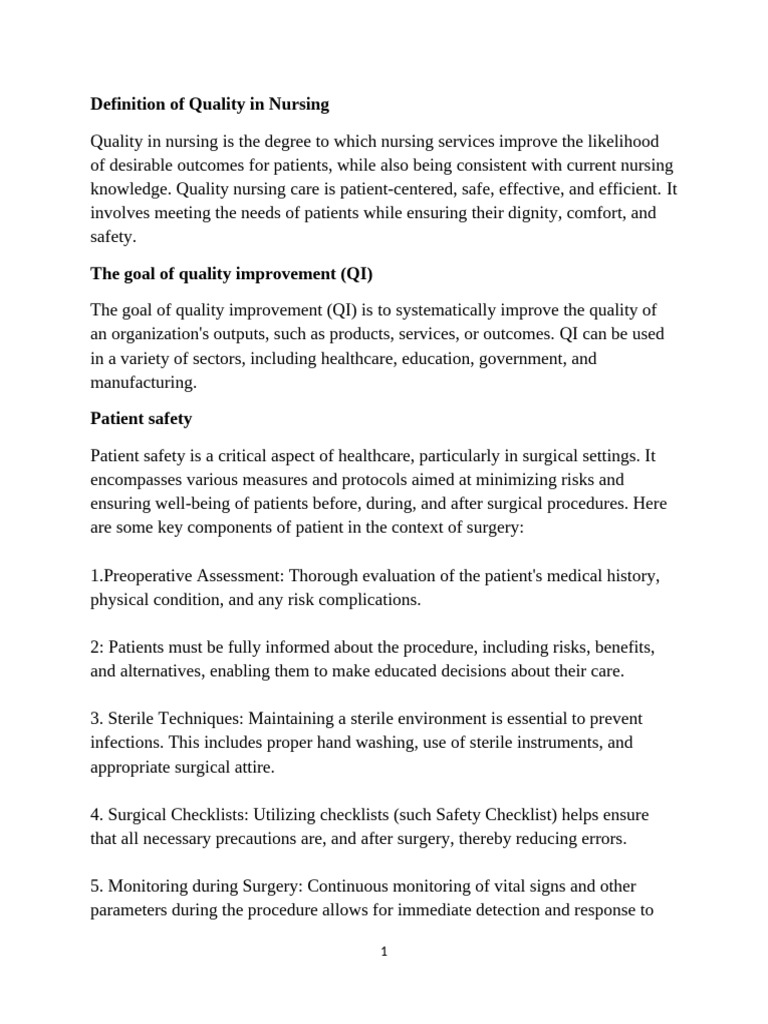 Understanding Quality in Nursing Care | PDF