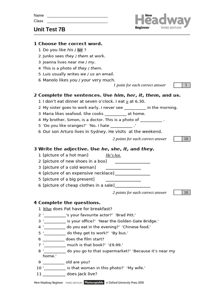 HW Beg TRD Unit Test 7b | PDF