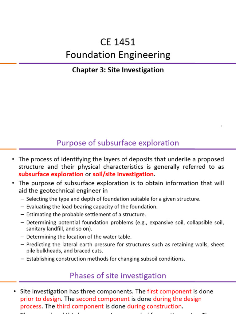Site Investigation for Foundation Engineering | PDF | Earth Sciences
