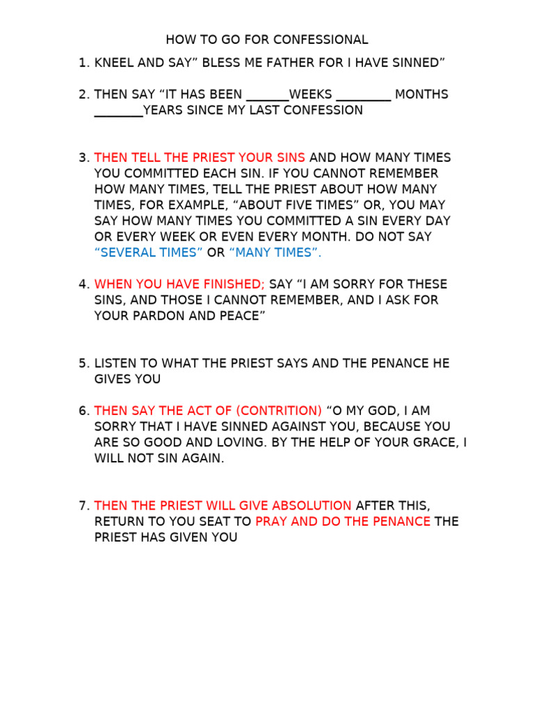Step-by-Step Guide to Confession | PDF