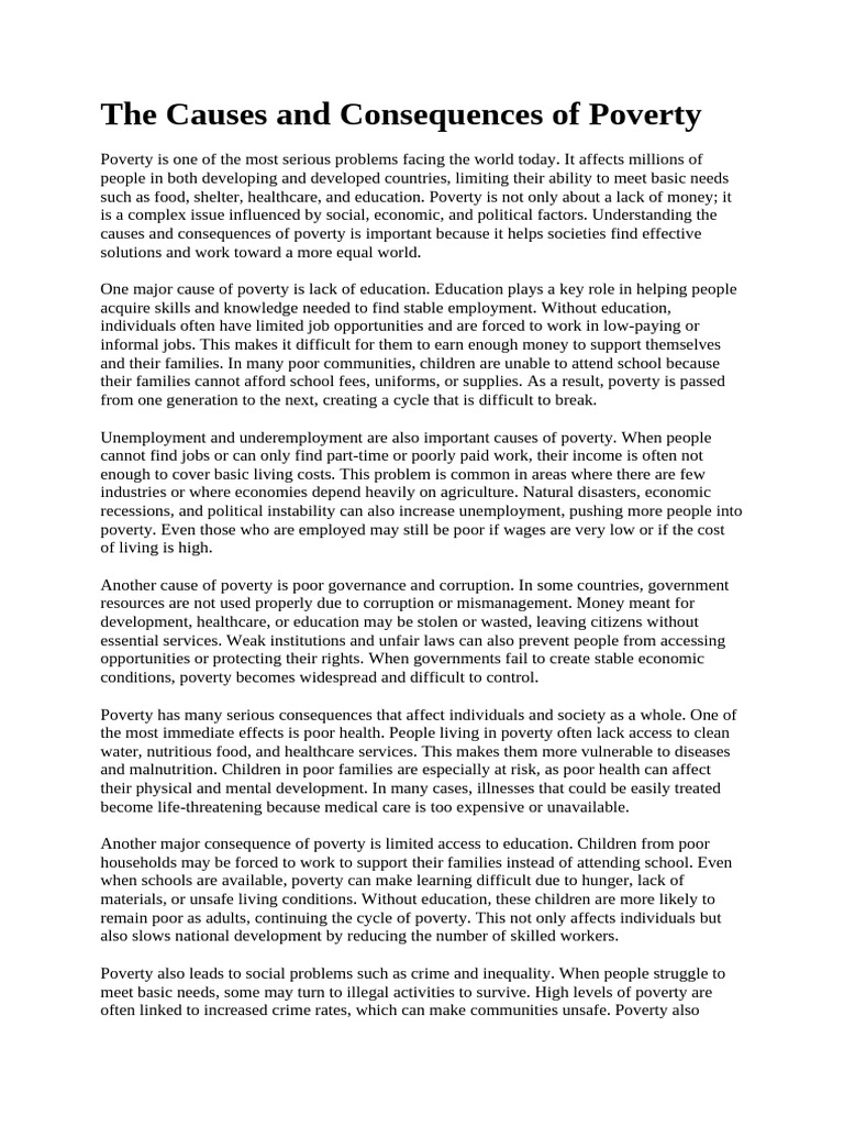 The Causes and Consequences of Poverty | PDF | Cost Of Living | Poverty