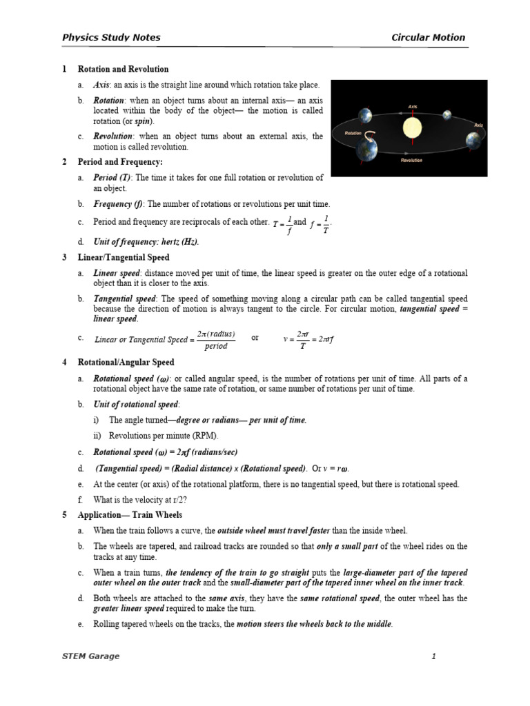 Circular Motion Physics Study Guide | PDF | Rotation Around A Fixed ...