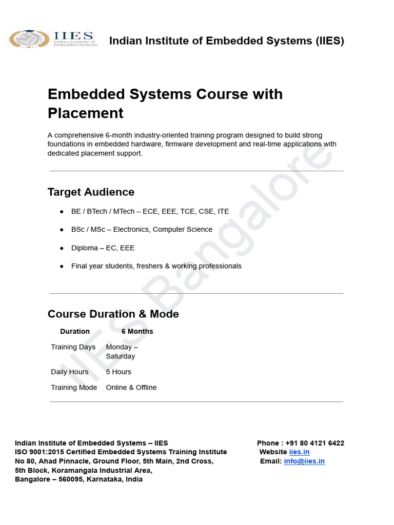 Iies Embedded Systems Course Bangalore 251229115325 1b7eafc3 | PDF ...