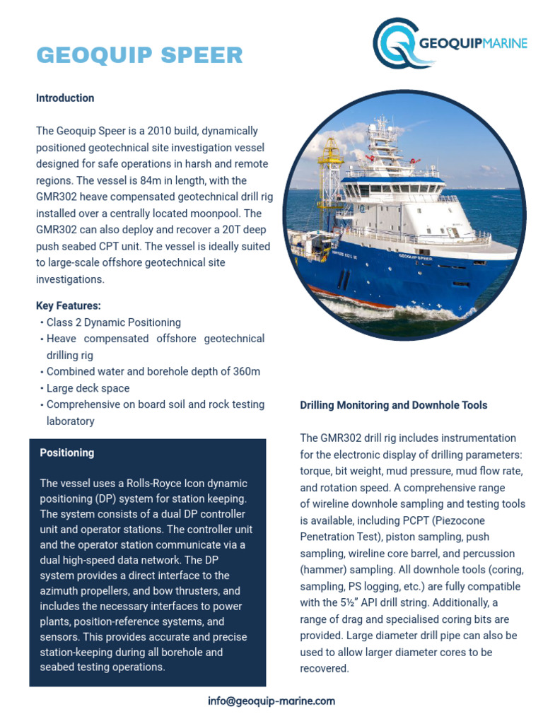 Geoquip Speer: Offshore Investigation Vessel | PDF