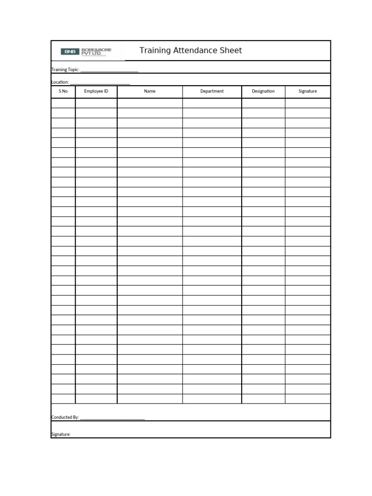 Employee Training Attendance Log | PDF
