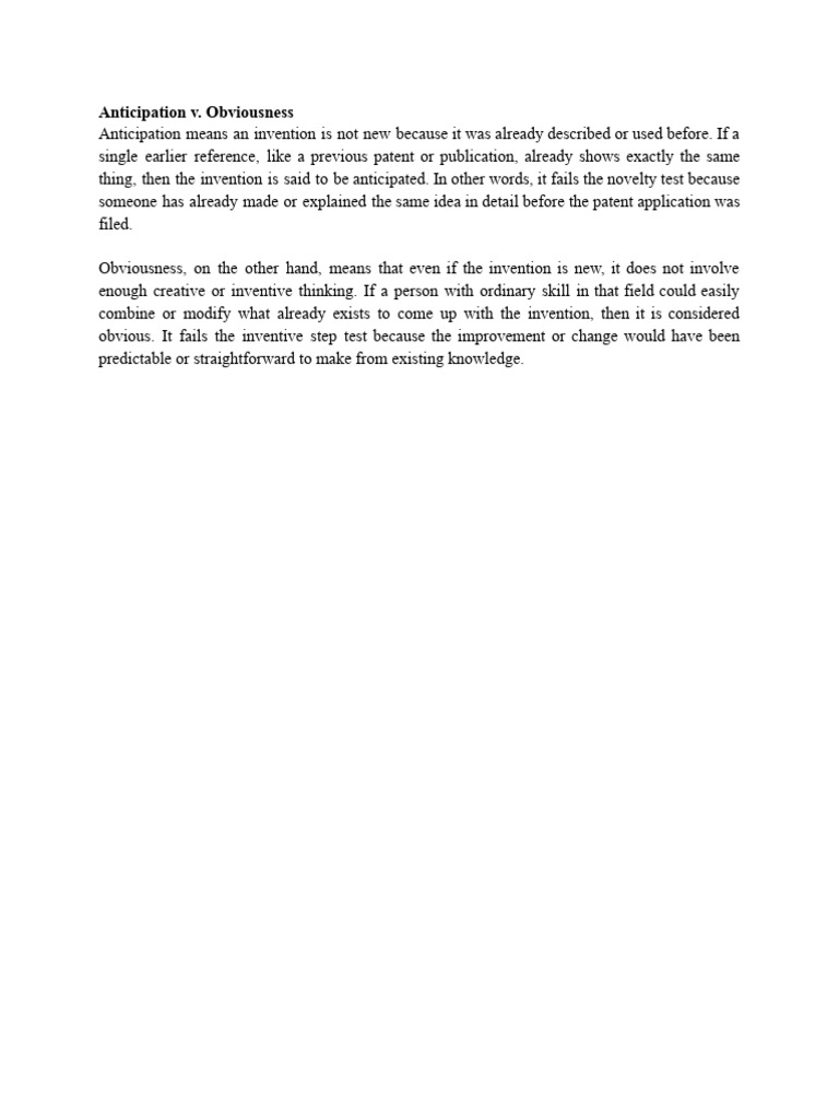 Anticipation v. Obviousness | PDF