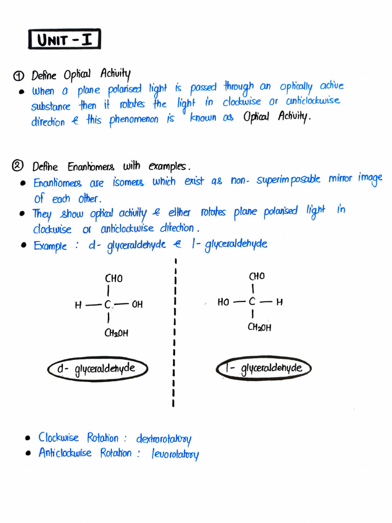 Optical Activity and Isomerism Concepts | PDF | Chirality (Chemistry ...