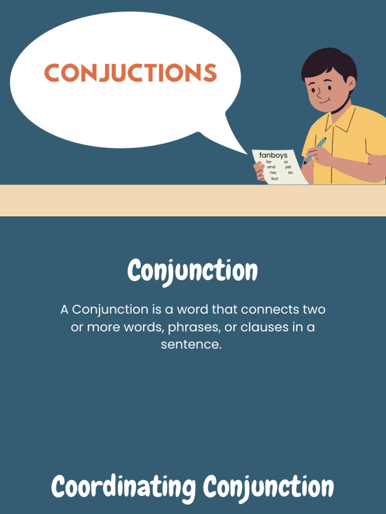 Coordinating Conjunctions English Presentation in Blue Orange Abstract ...