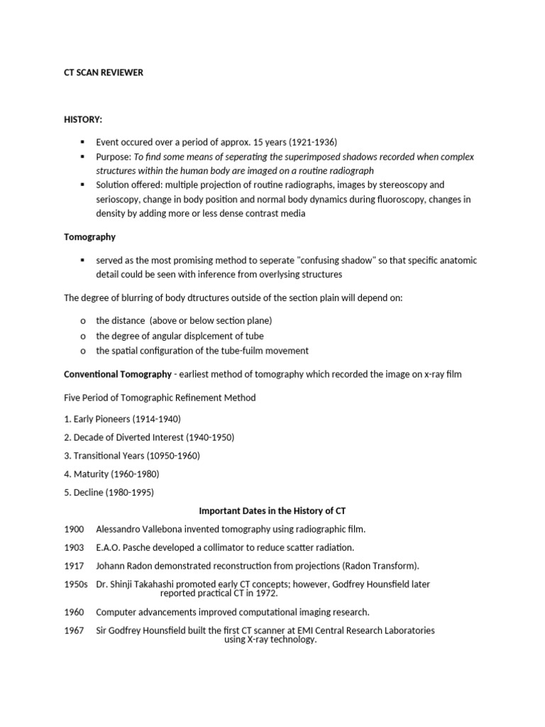 History of CT Scan Development | PDF | Ct Scan | Medical Imaging