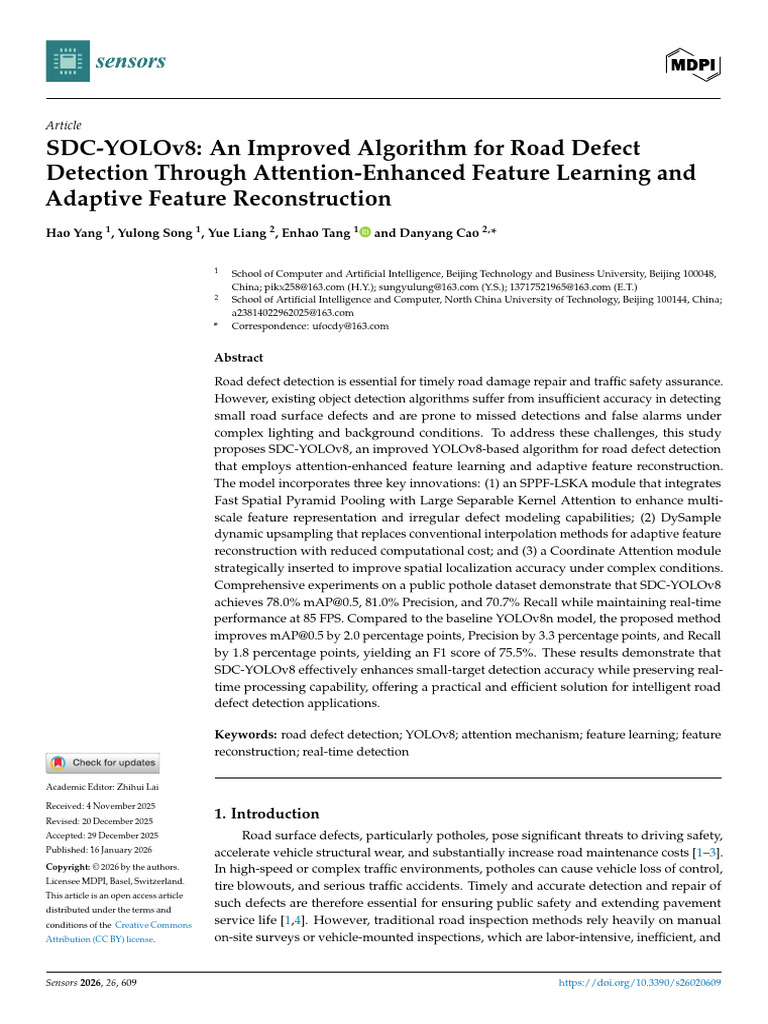 Enhanced YOLOv8 for Road Defect Detection | PDF | Image Resolution | Road