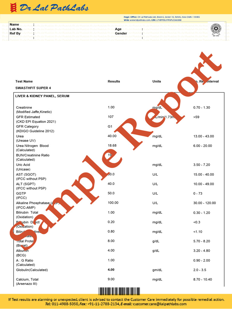 Liver & Kidney Panel Test Results | PDF | Internal Medicine | Nephrology