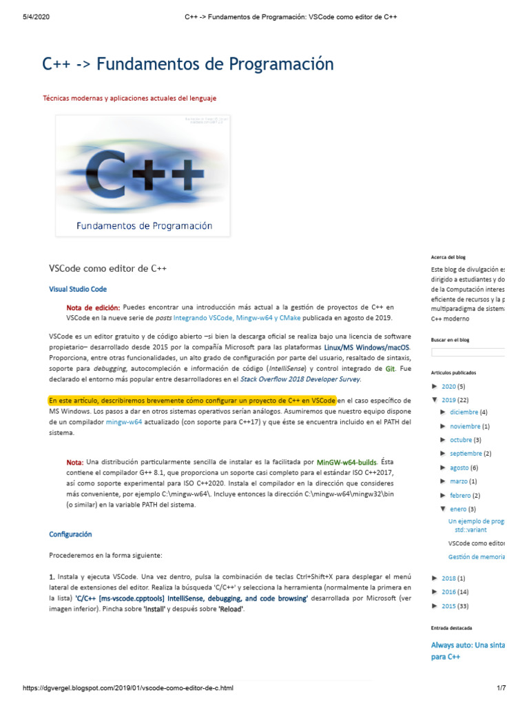 Configuración de C++ en VSCode | PDF | C ++ | Biblioteca (informática)
