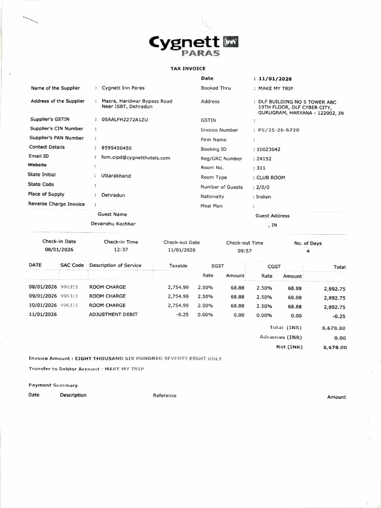 Supplier Invoice Details for Cygnett Inn | PDF | Accounting | Payments