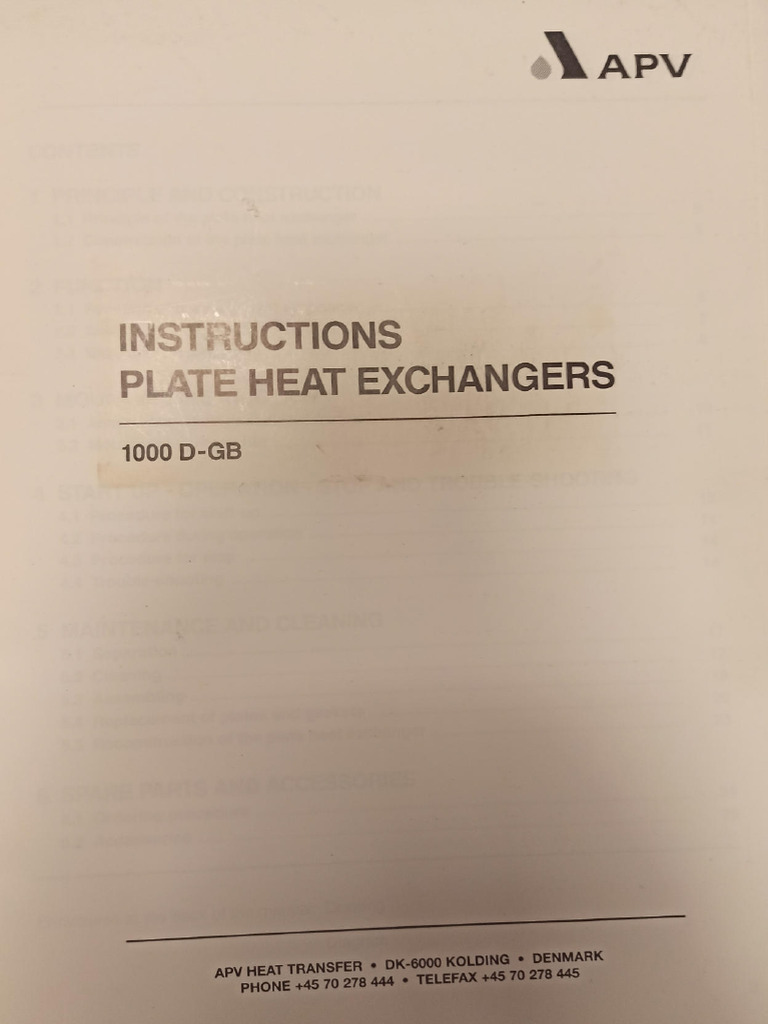 APV Heat Exchanger 1000 D-GB | PDF