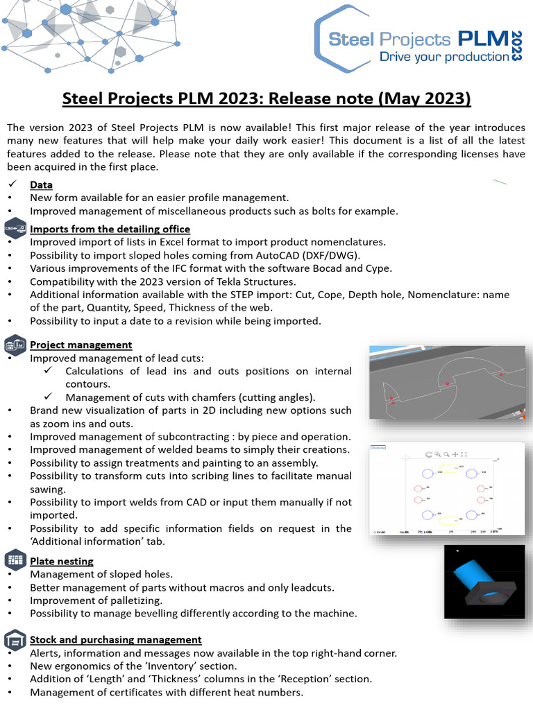 Release Note Steel Projects PLM 2023 en 3 | PDF | Computing