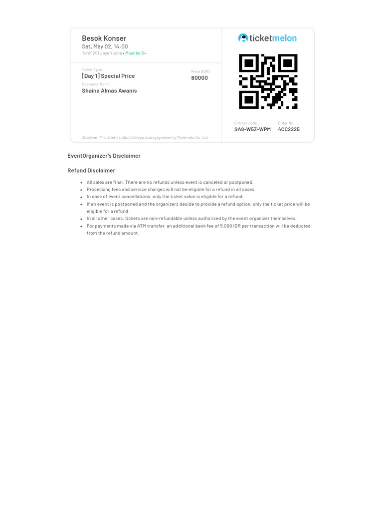 Gallery Detail: Event Ticket Refund Policy Details