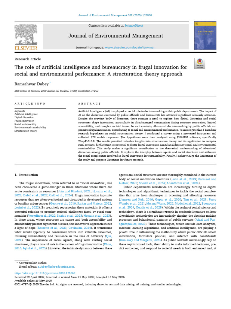 AI and Bureaucracy in Frugal Innovation | PDF | Innovation | Survey ...