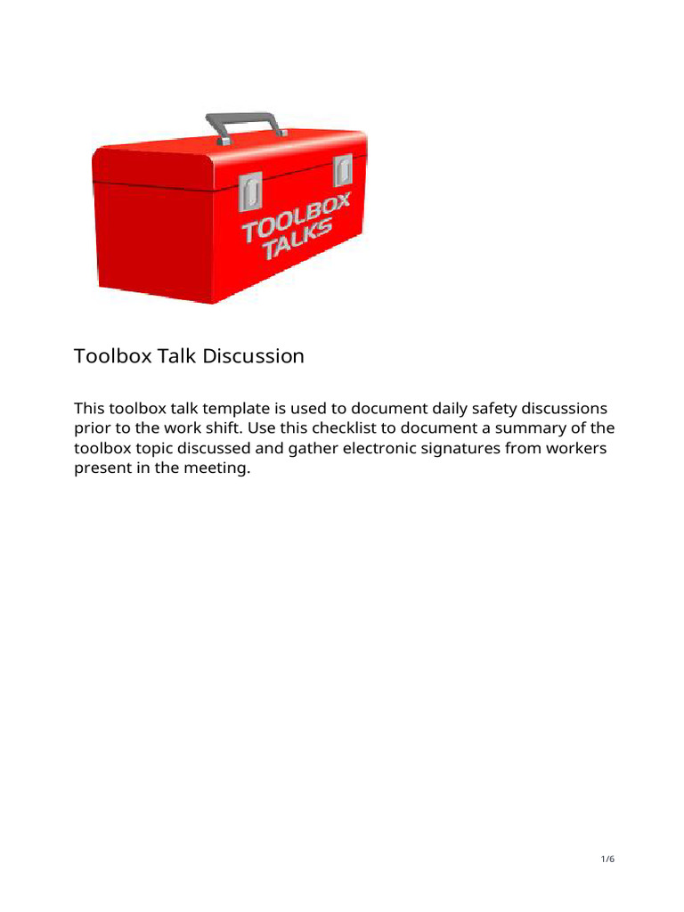 Daily Safety Discussion Checklist | PDF
