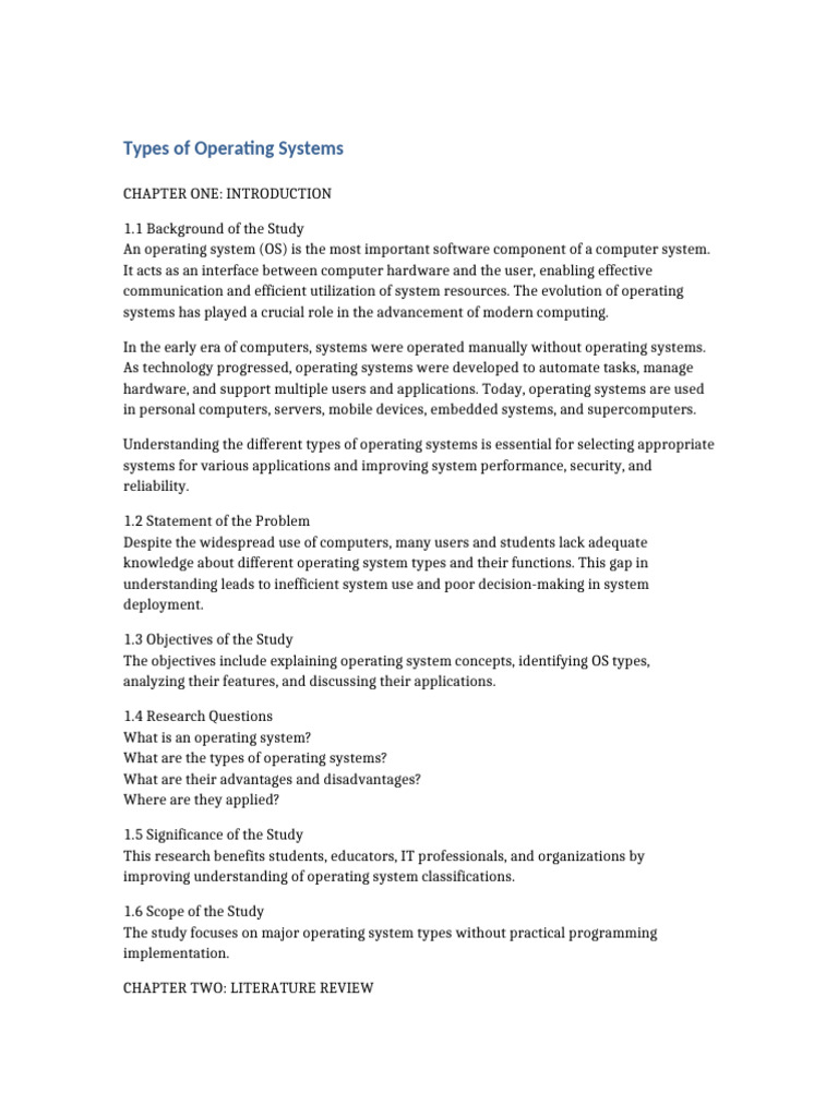 Overview of Operating System Types | PDF | Operating System | System