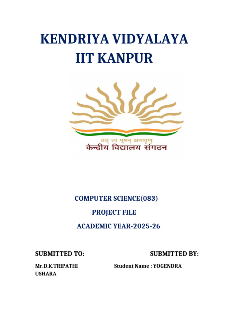 Computer Science Project File 2025-26 | PDF