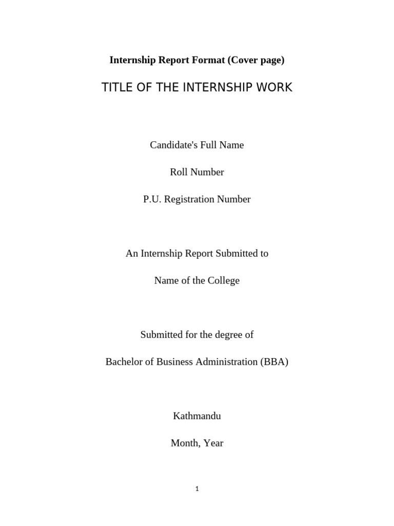 BBA Internship Report Format Guide | PDF