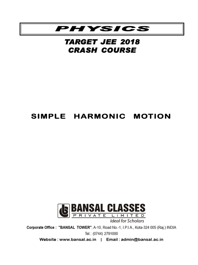 Simple Harmonic Motion CC E WA | PDF | Oscillation | Pendulum