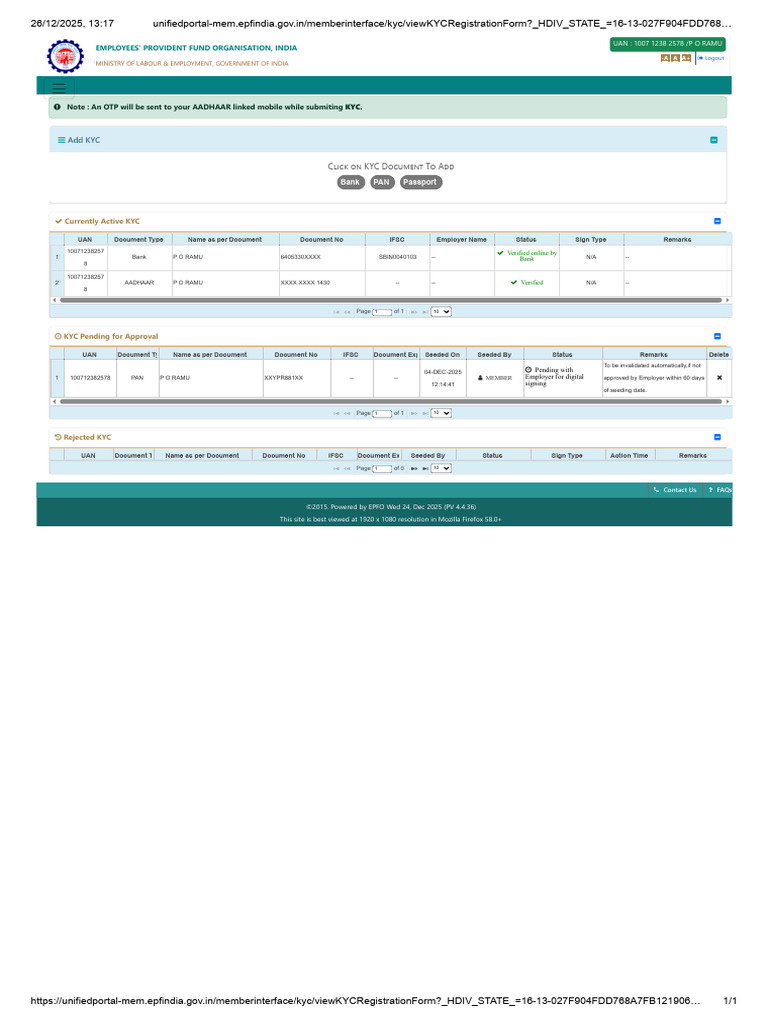 Unifiedportal-Mem - Epfindia.gov - in Memberinterface Kyc ...