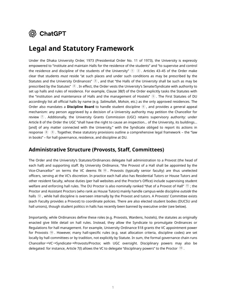 Dhaka University Hall Governance Overview | PDF | Rule Of Law | Provost ...