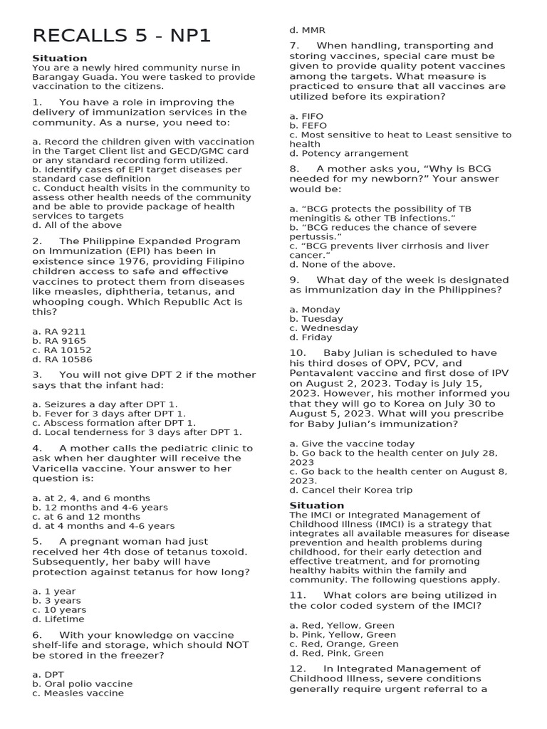 Community Nursing and Immunization Guide | PDF | Tuberculosis ...