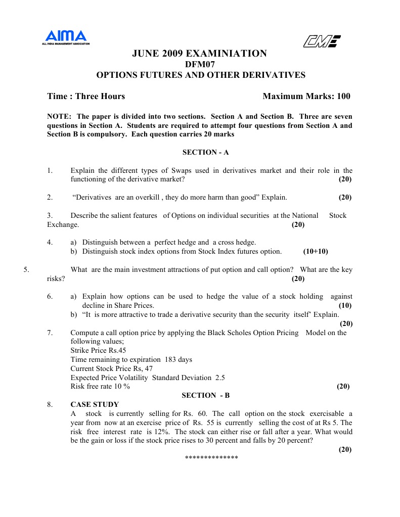 PPR Exam Paper: Options & Derivatives | PDF