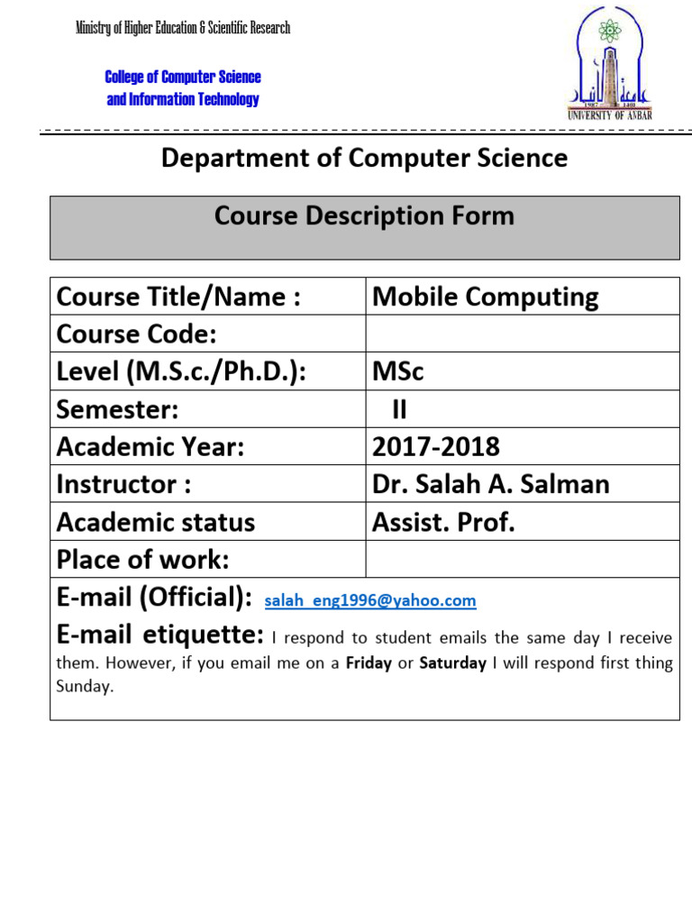 Mobile Computing Course Overview | PDF | Computer Network | Computing