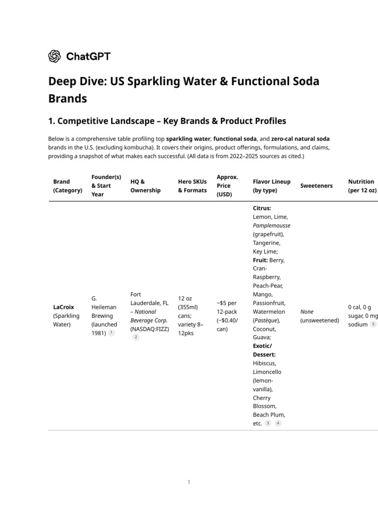 US Sparkling Water & Functional Soda Guide | PDF | Cola