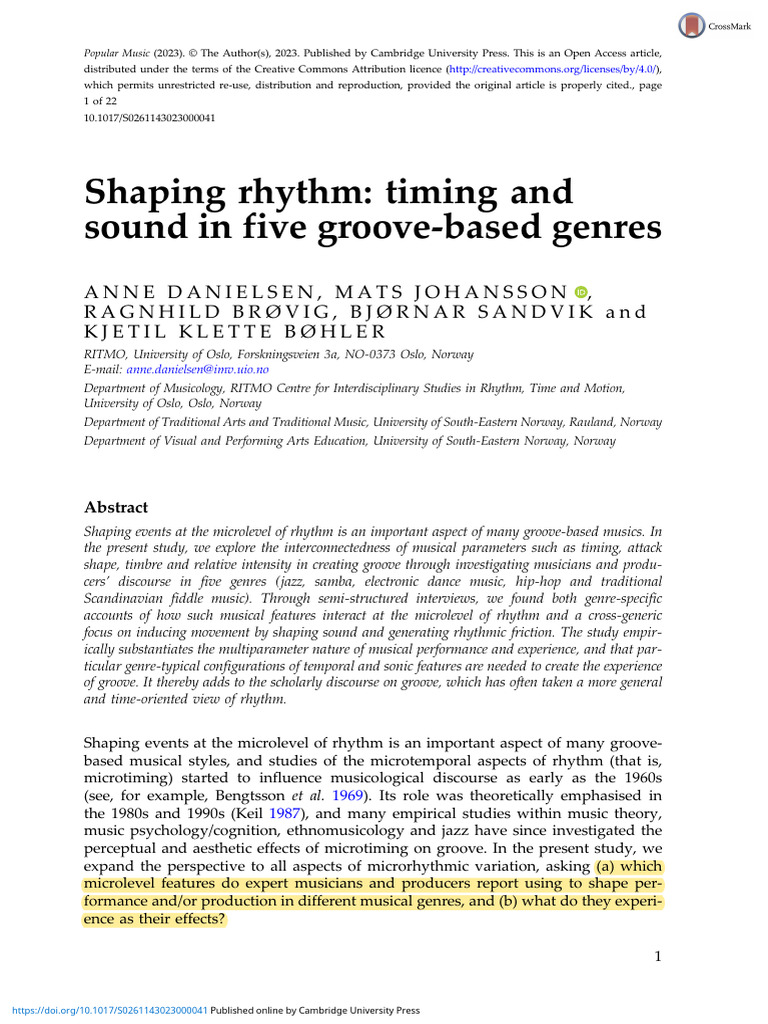 Shaping Rhythm Timing and Sound in Five | PDF | Musicology