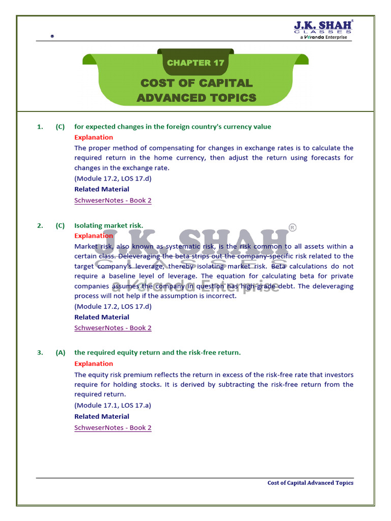Cost of Capital: Advanced Concepts | PDF | Cost Of Capital | Leverage ...