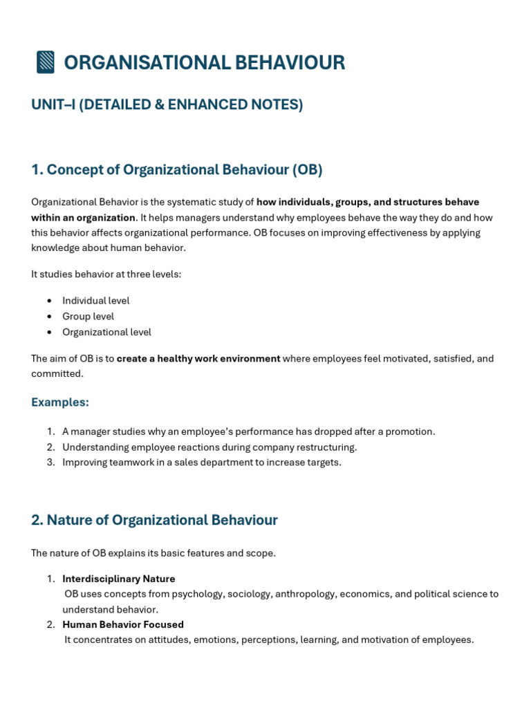 Understanding Organizational Behaviour Concepts | PDF | Leadership ...