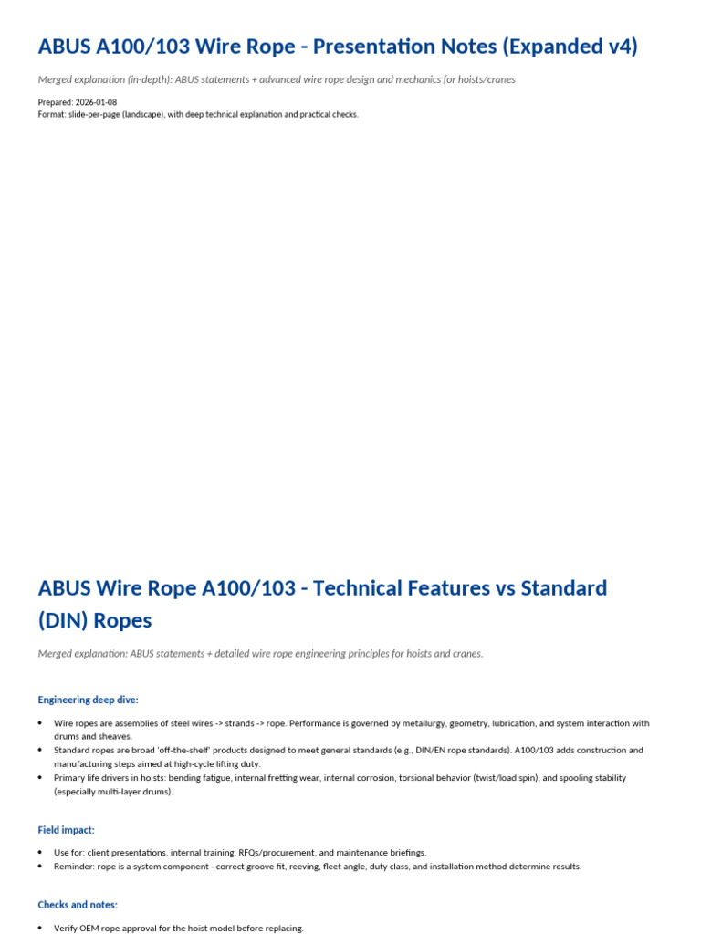 ABUS A100-103 Wire Rope Presentation Notes v4 | PDF | Rope | Wear
