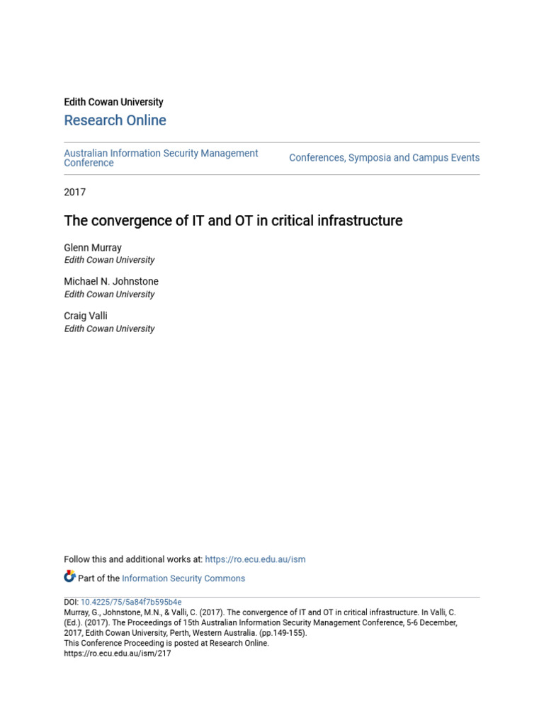 The Convergence of IT and OT in Critical Infrastructure | PDF ...