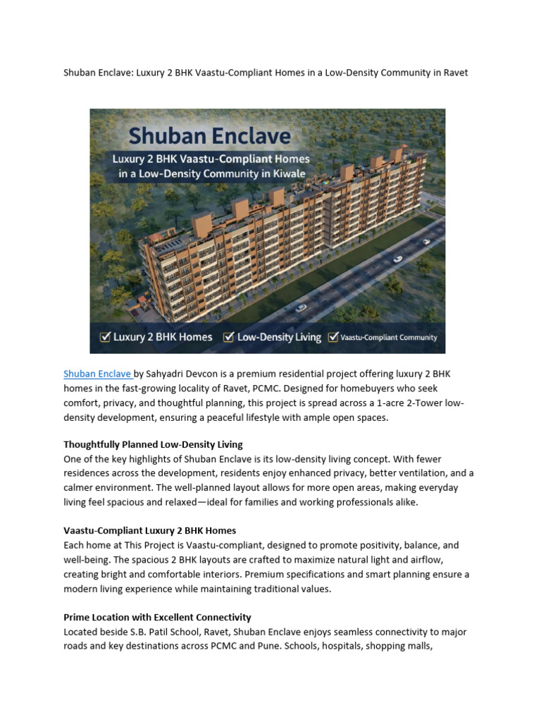 Luxury Vaastu 2 BHK Homes in Ravet | PDF